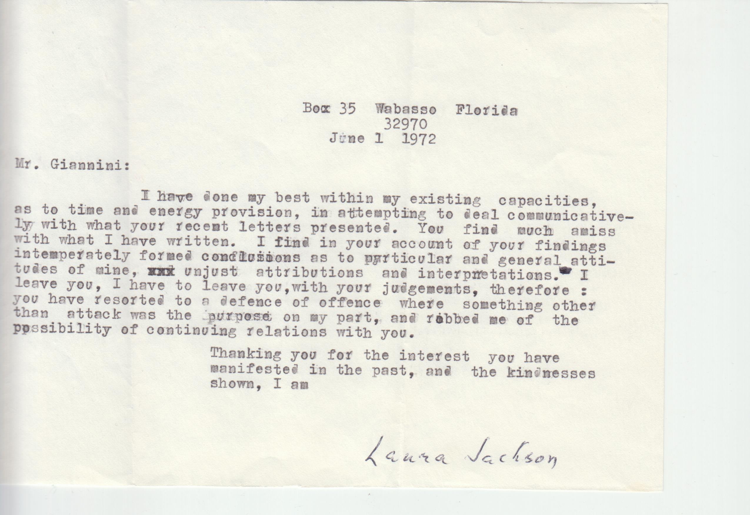 Image for Typed Letter, Signed to Poet / Mental Health Worker David Giannini