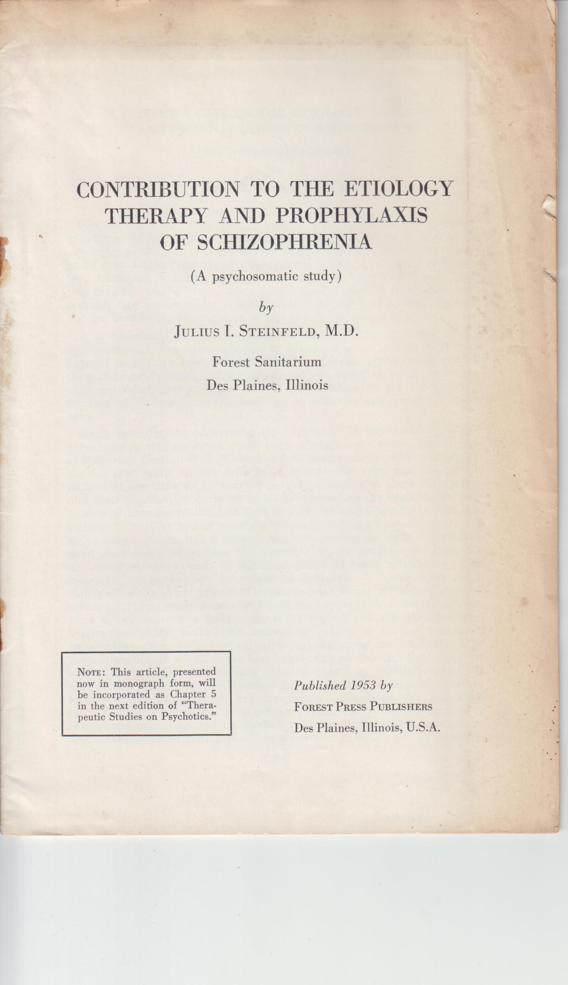 Image for Therapeutic Studies On Psychotics