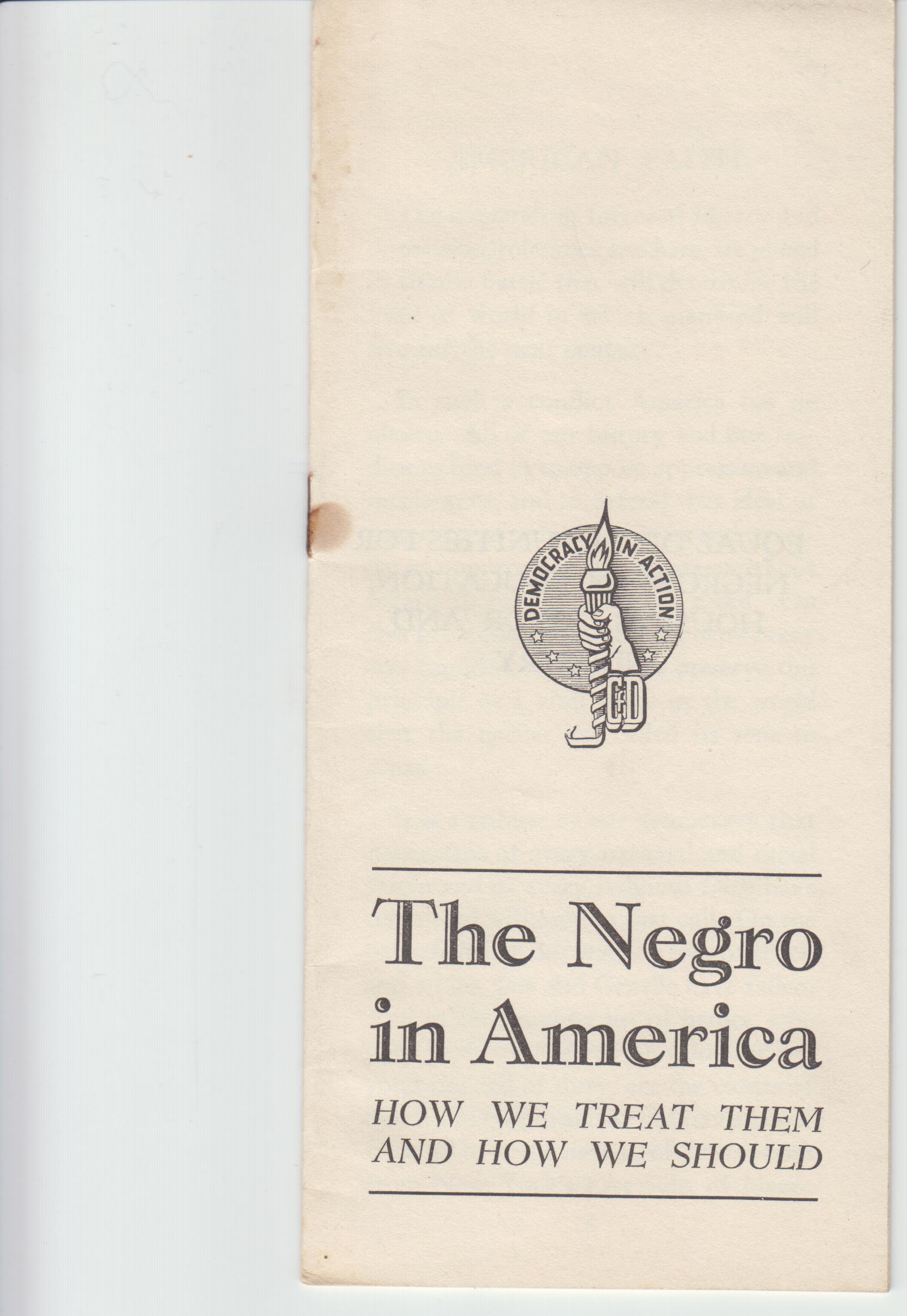 Image for The Negro In America. How We Treat Them and How We Should