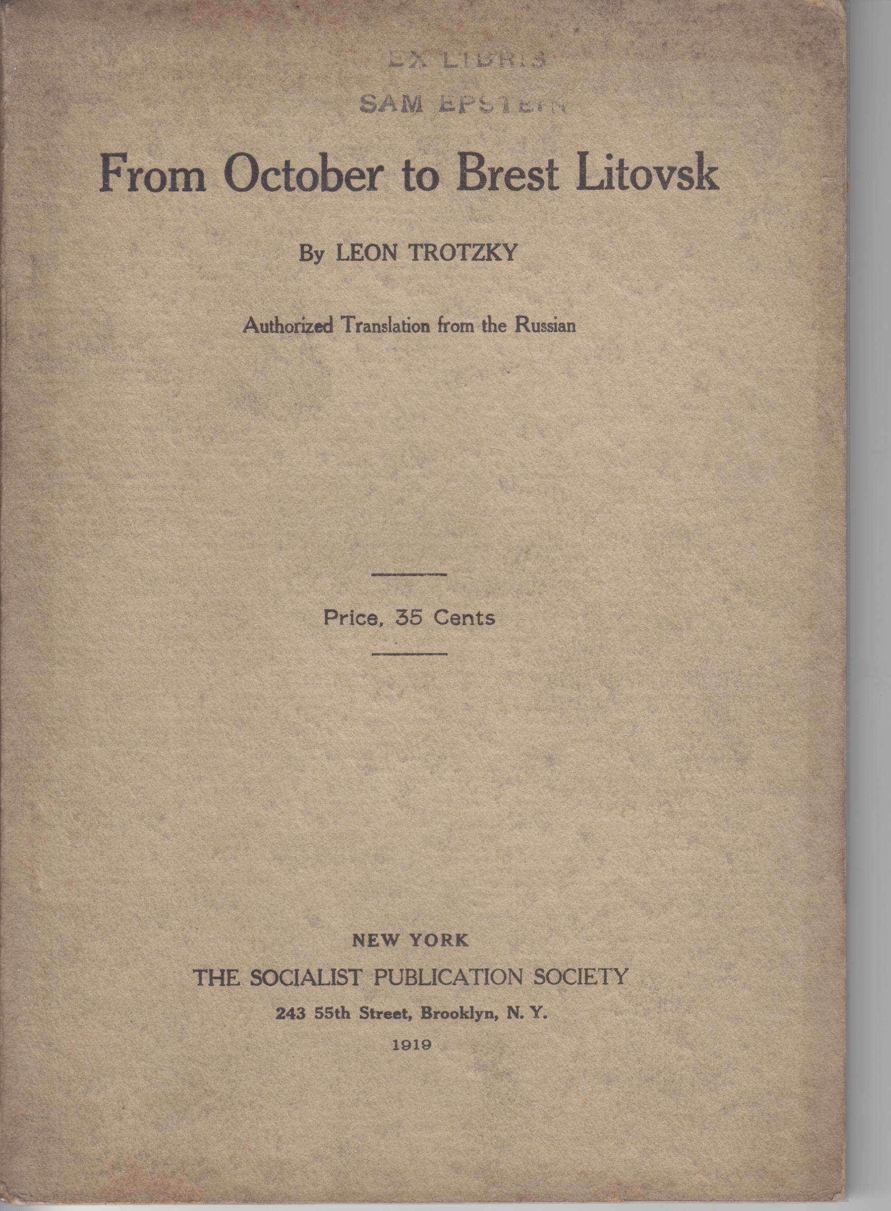 Image for From October to Brest Litovsk